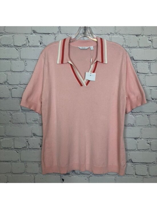 Lady Hagen Tops - NWT Lady Hagen Pink Knit Polo Size L